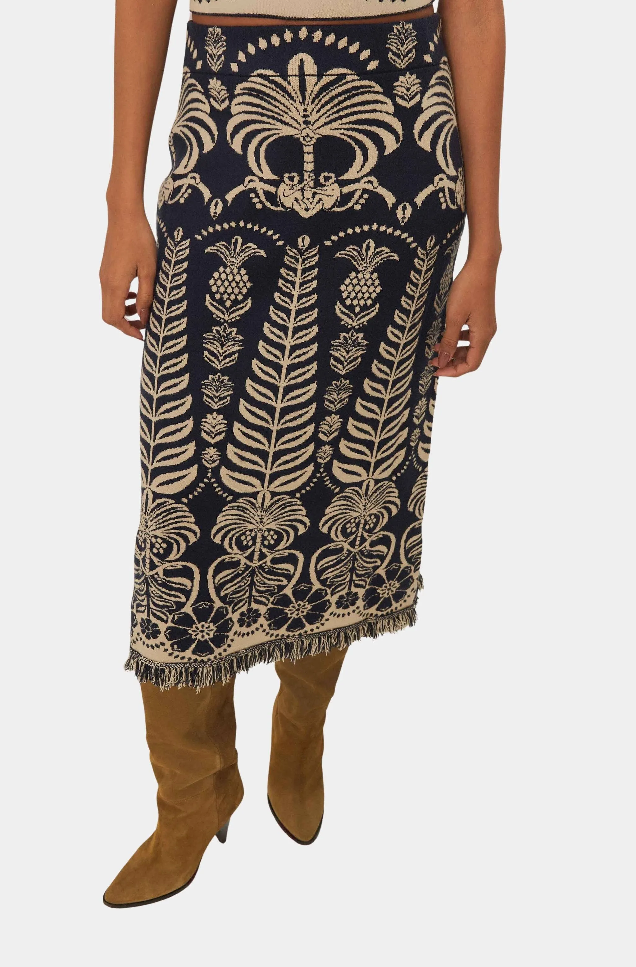 Ainika Tropical Splendor Blue Knit Skirt