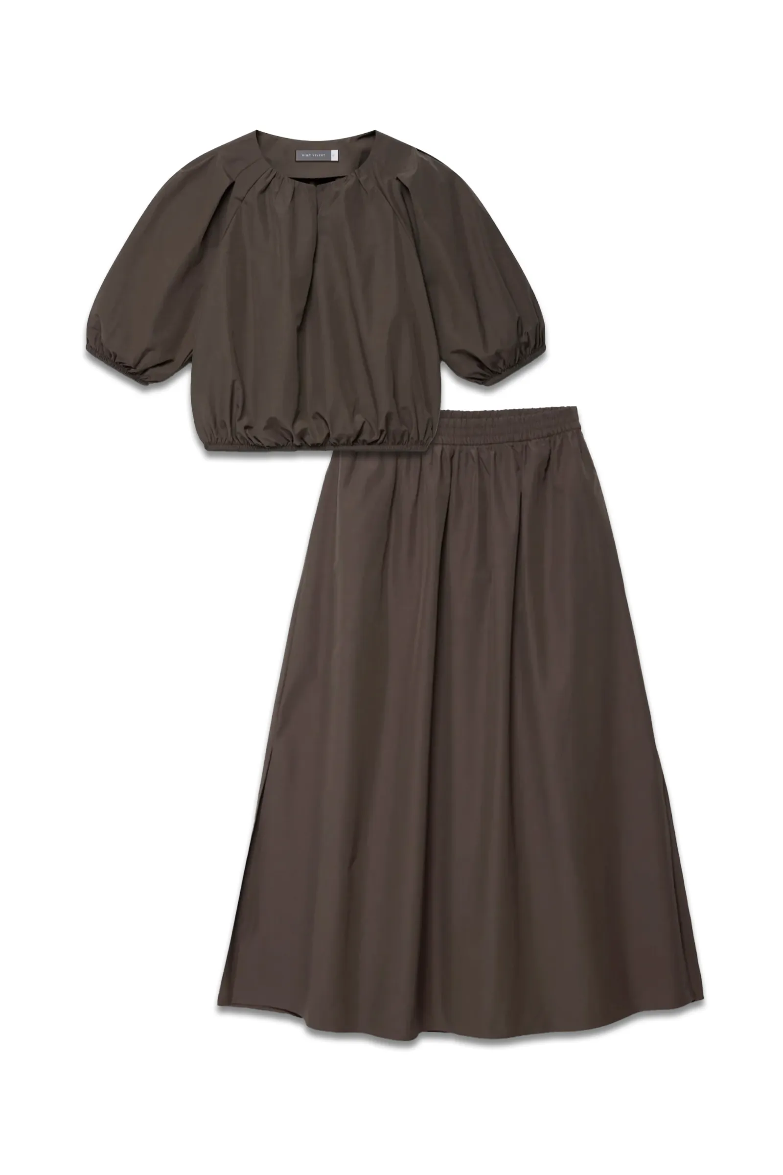 Brown Cotton Top And Maxi Skirt