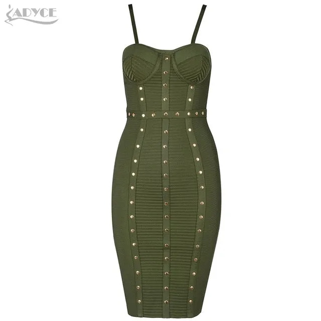 Button Studded Mini Bodycon Dress