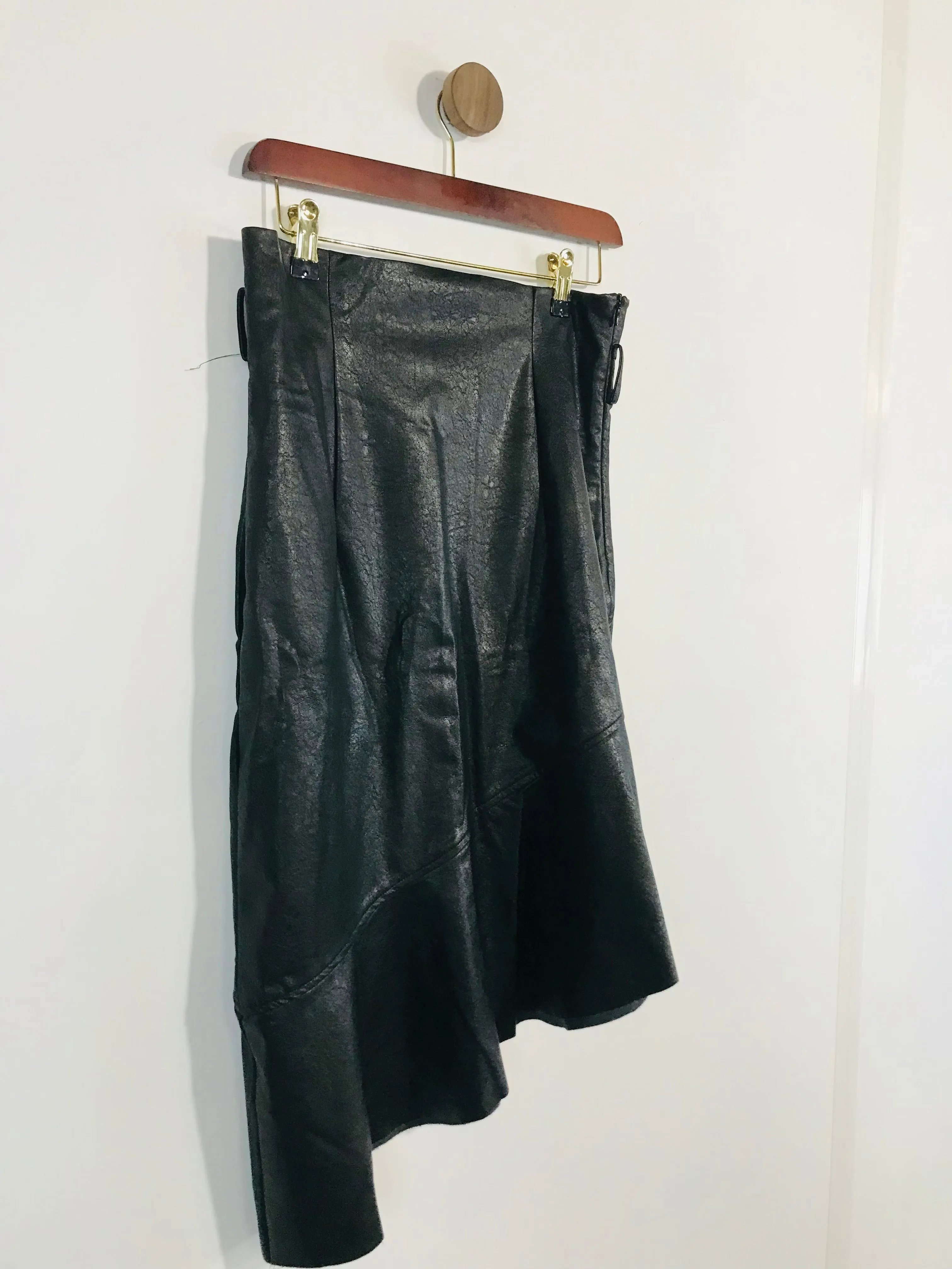 Diffuse Women's Faux Leather Midi Skirt | UK10 | Black