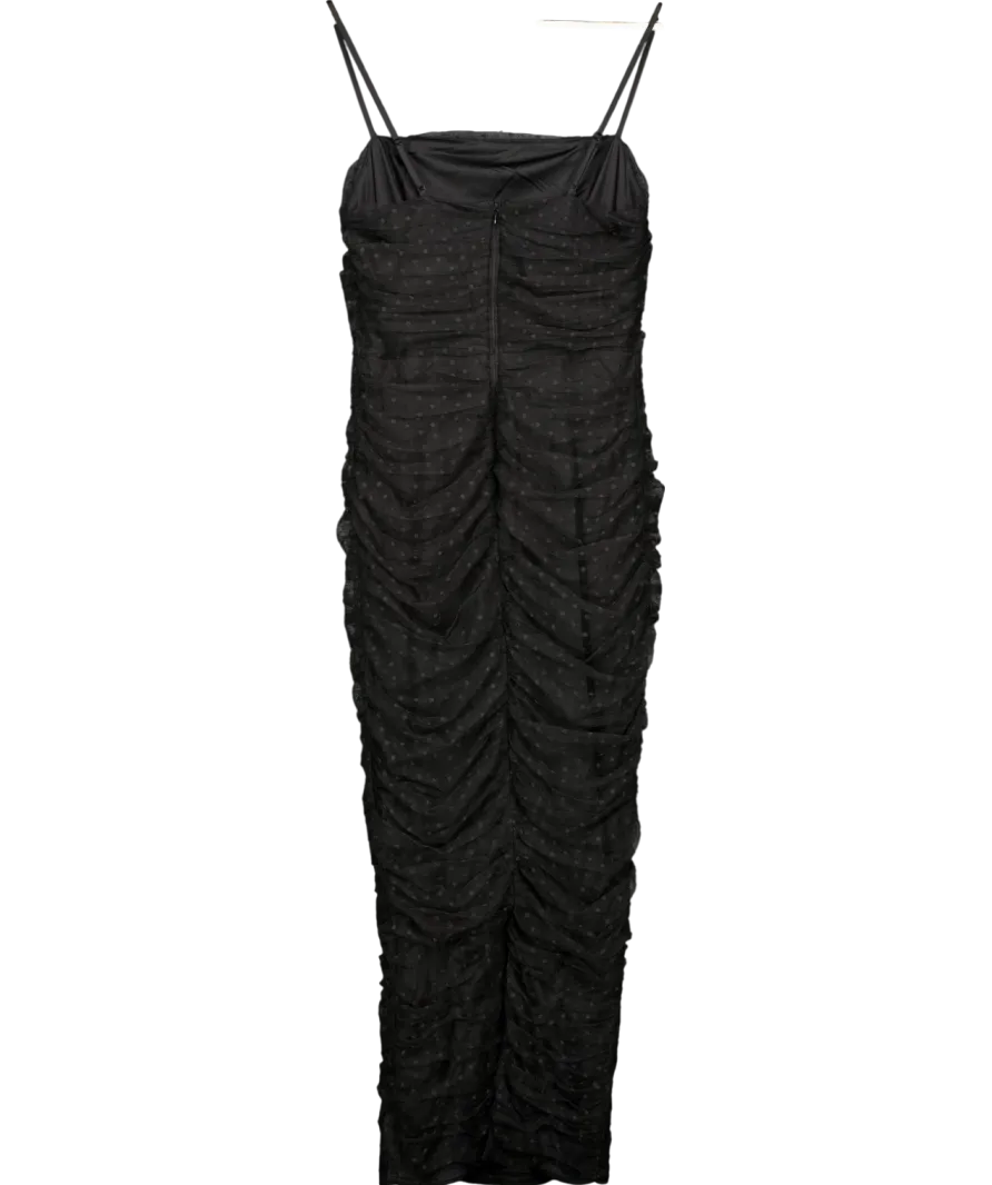 Michelle Keegan Black Dobby Mesh Strappy Bodycon Midi Dress UK 12