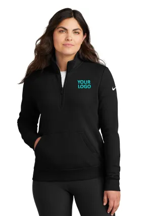 Nike Ladies Club Fleece Custom Quarter-Zips, Black