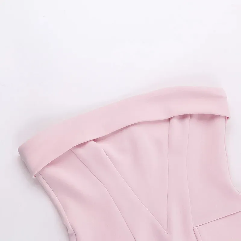Strapless Pink Bodycon Charming Suit Mini Dress
