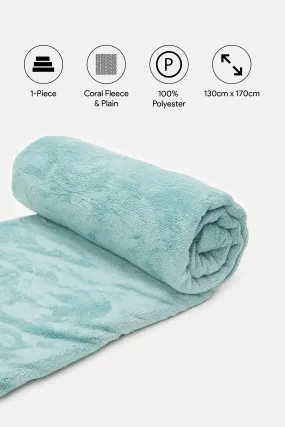Teal Coral Fleece Blanket (Single Size)